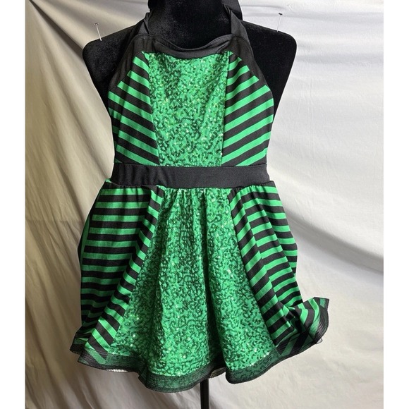 Weissman Other - Weissman Green And‎ Black Sequins Halter Top Dance Costume  Medium Child